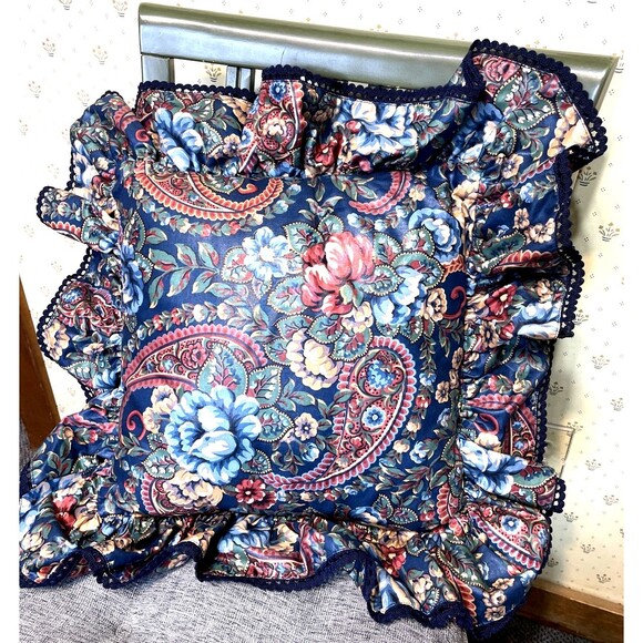 Waverly Other - Dramatic Floral Waverly Pillow Ruffled Vintage Roses Paisley Luxury